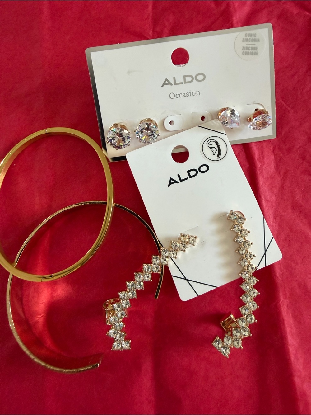 ALDO Gold-Tone Bracelets -Crystal Drop & Hoop Earring Set with Clear Stones